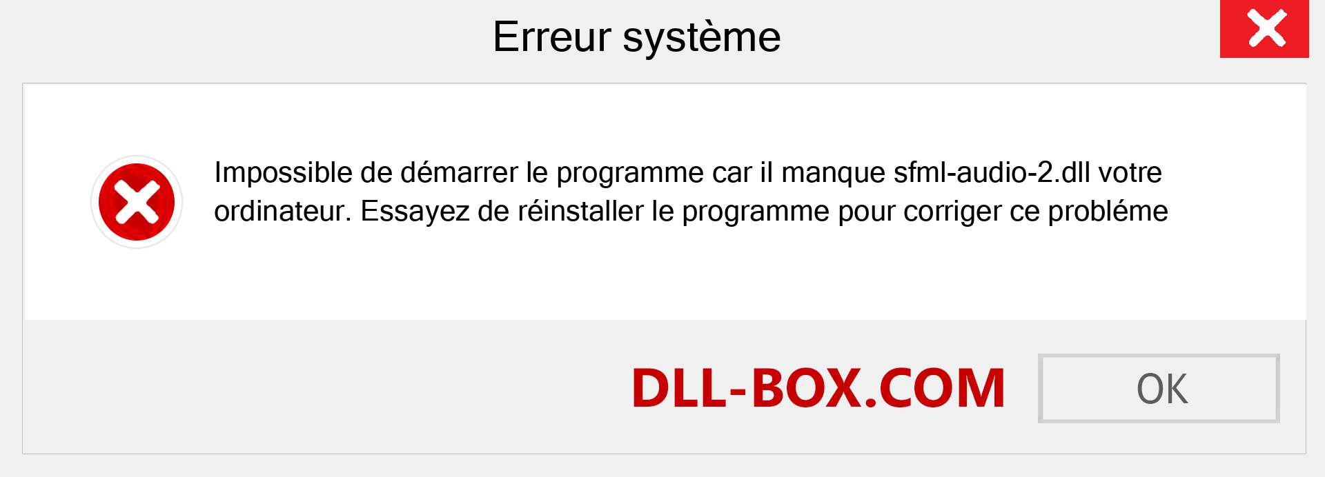 Le fichier sfml-audio-2.dll est manquant ?. Télécharger pour Windows 7, 8, 10 - Correction de l'erreur manquante sfml-audio-2 dll sur Windows, photos, images